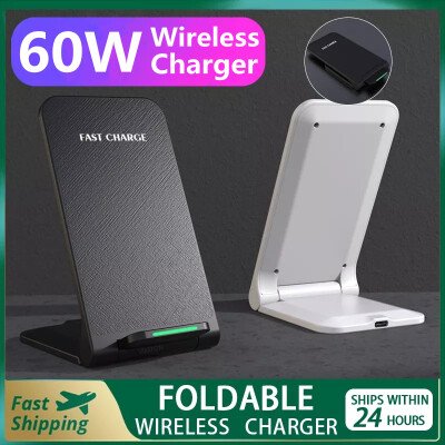 HiTech Land - 60W Qi Wireless Charger Quick Charge Pad Holder Stand For  Smartphones